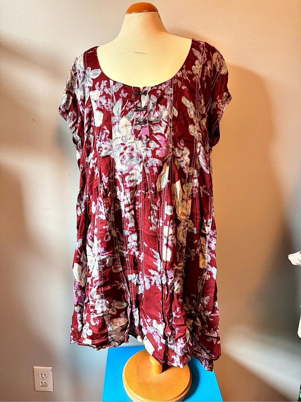 Free People Sully Mini Dress in Red & Blue